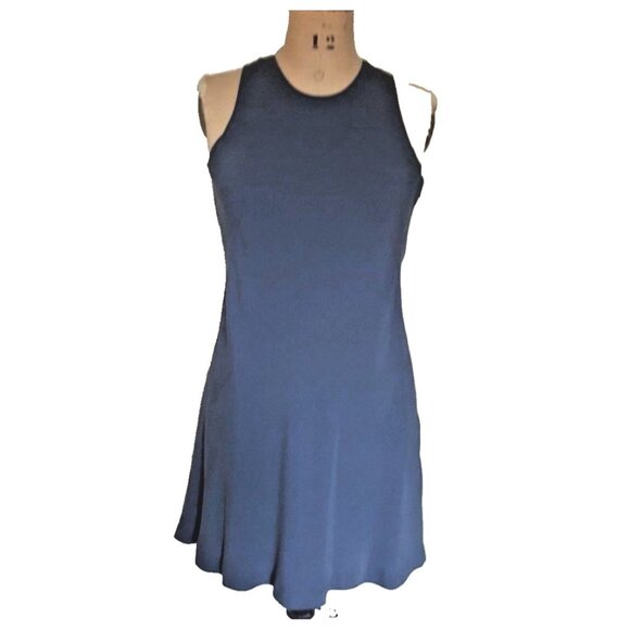 Laura Ashley gray blue A line shift sheath mini dress 6 - Picture 3 of 12